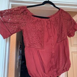Chic Pink Peplum Blouse Short Sleeve
